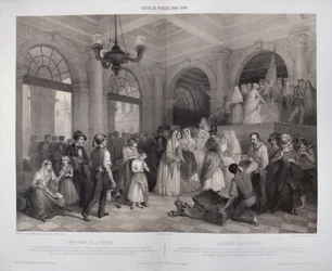 Frauen geben ihre Juwelen zur Unterstützung der Revolution während der Belagerung von Venedig 1848-49